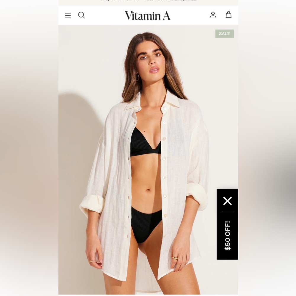 Vitamin A playa linen boyfriend shirt